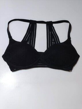 34DD Victoria's Secret Pink Lightly Lined Wireless Black Striped Cage Bra